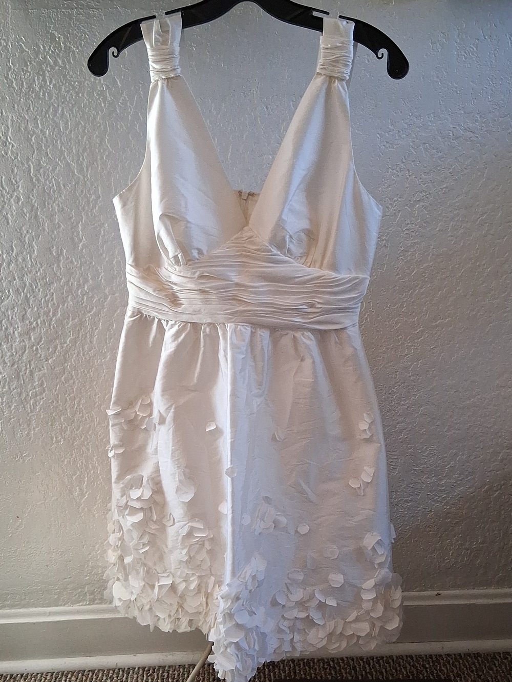 Calvin Klein Ivory White V-Neck Petal A-Line Dress